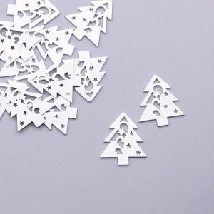 Деревянная елочка ажурная 30х35 мм, цвет белый
