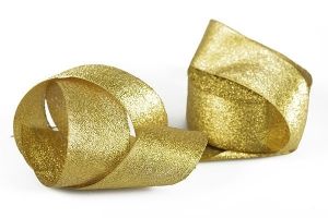 Подарочная лента парча 40мм, цвет золото