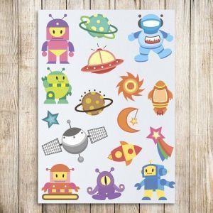 Фетр с рисунком "Космические игрушки"