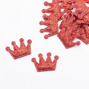 Патч с блестками корона 30х25мм, цвет красный