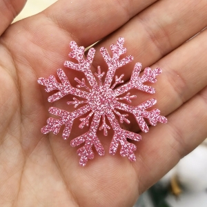 Снежинка из блестящего фетра, цвет розовый