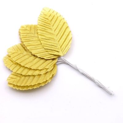 Листики из ткани на проволоке, цвет золотой