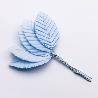 Листики из ткани на проволоке, цвет голубой