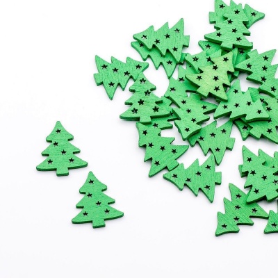 Деревянная елочка в звездочку 30 мм, цвет зеленый