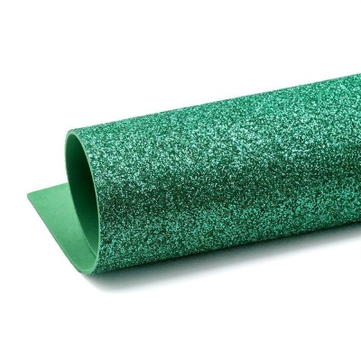 Фоамиран глиттерный 2мм, цвет изумрудный